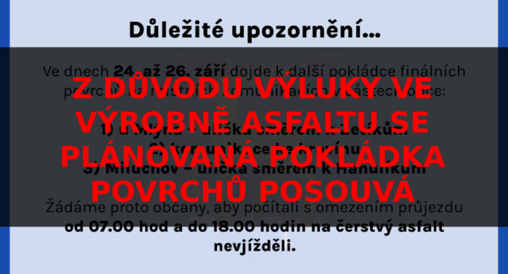 Obnova povrchů místních komunikací - u Mlýna, ke kravínu, Miluchov