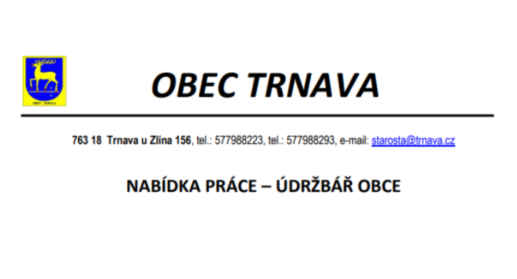 Nabídka práce – údržbář obce